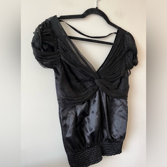 BEBE Black Silk Blouse Size Small - Picture 2 of 9